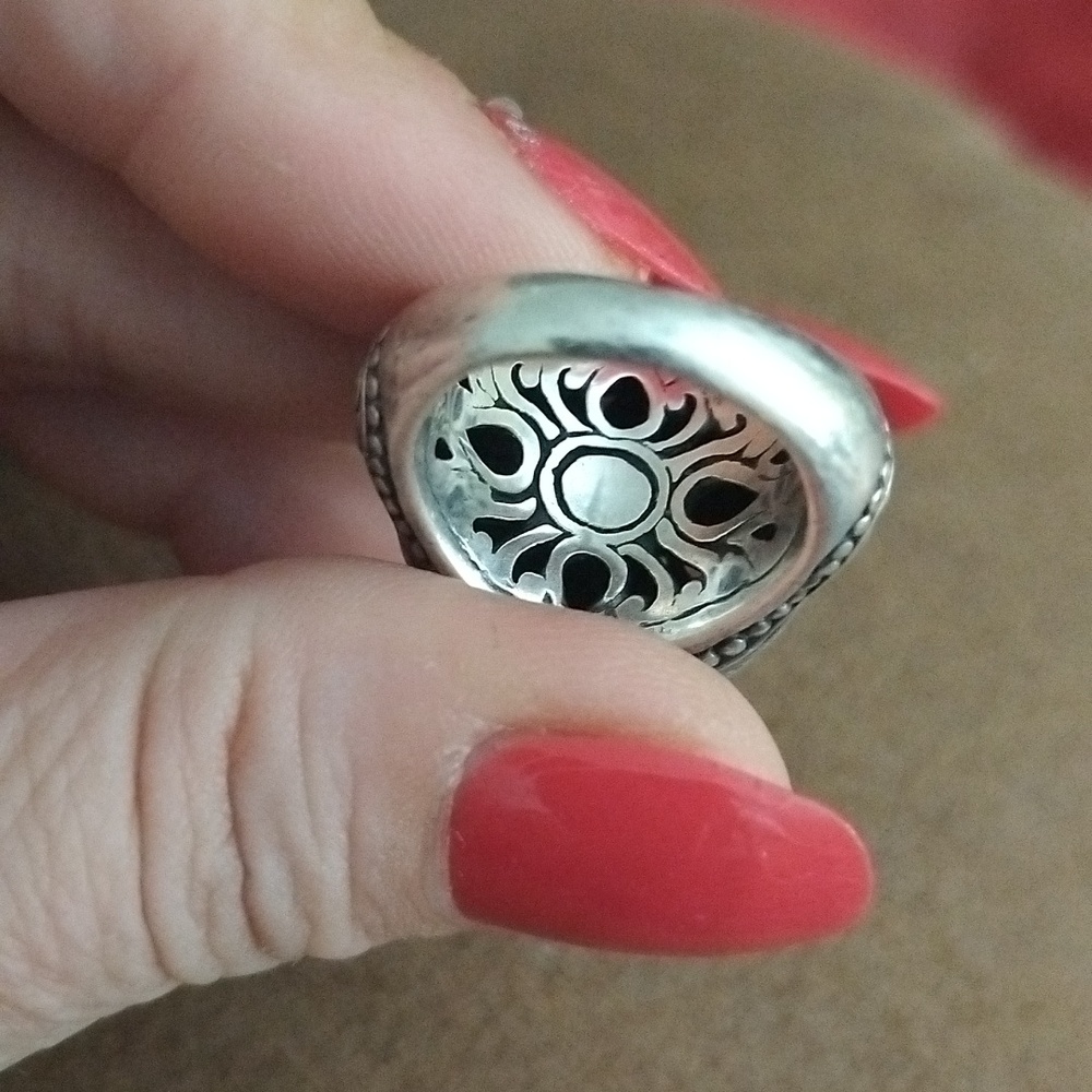 🔥Vintage Samuel Benham Sterling Silver 18 K gold W/Real Gemstones Cocktail Ring - Picture 4 of 11